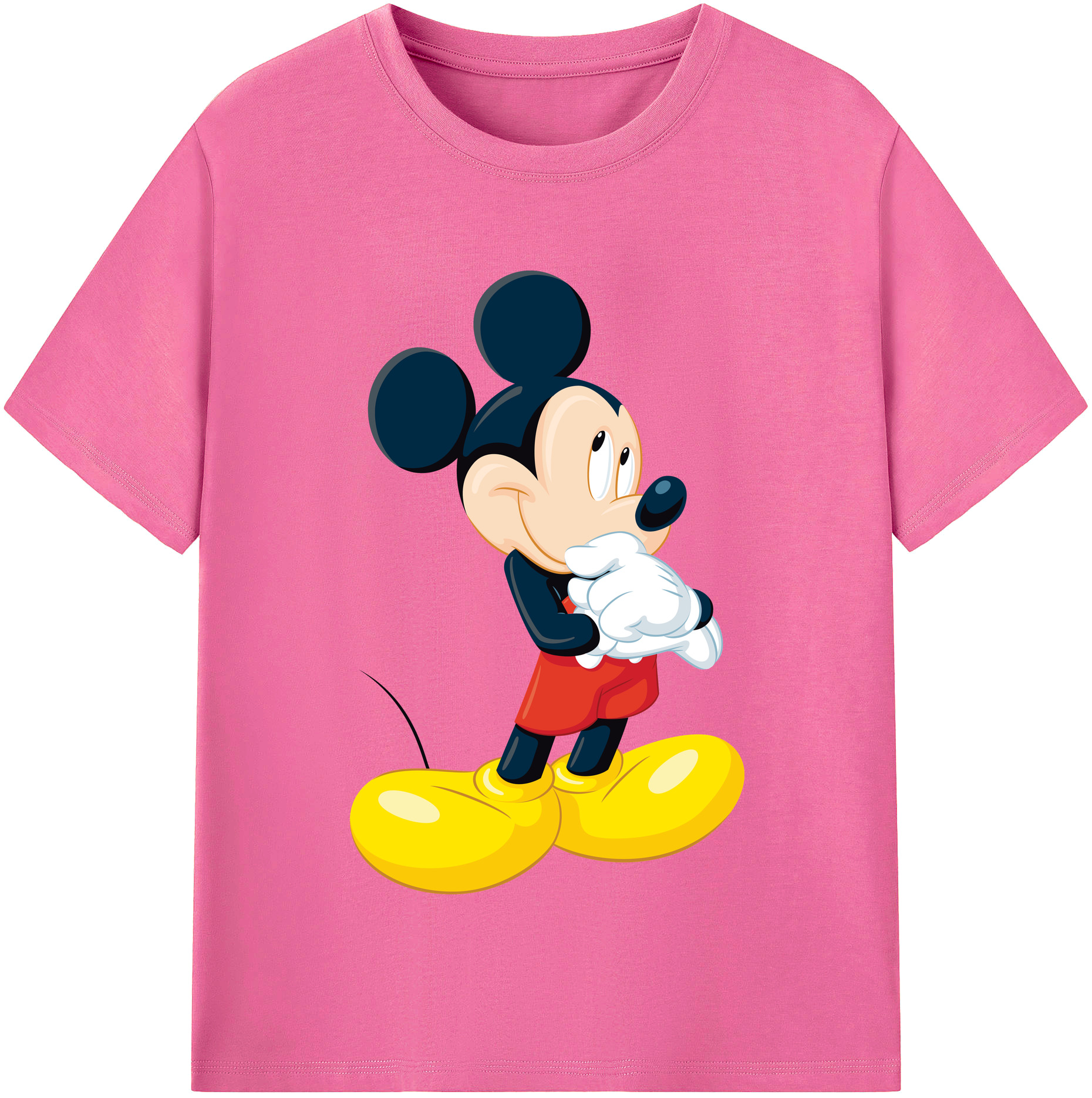 （画像用） ミッキーマウス Mickey Mouse レディースカジュアルプリントTシャツ（綿100％）